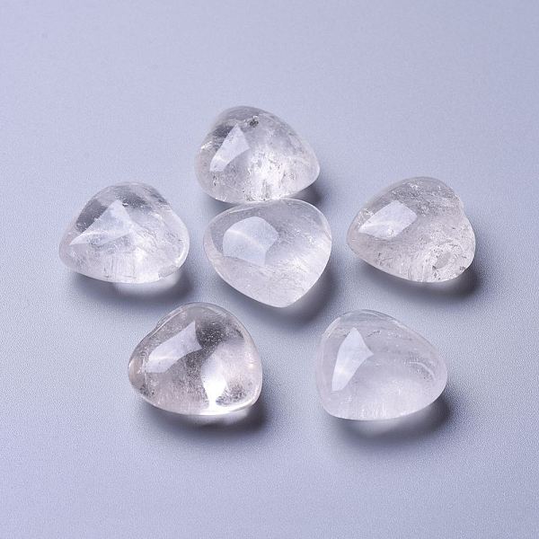 

PandaHall Natural Quartz Crystal Heart Love Stone, Pocket Palm Stone for Reiki Balancing, 25x24~26x13~15mm Quartz Crystal Heart