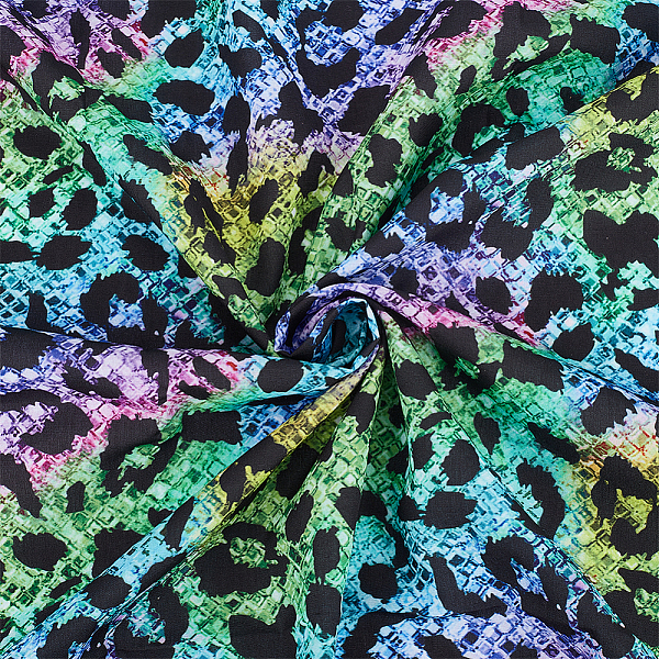 

PandaHall Leopard Print Rainbow Pattern Polycotton Fabric, for Garment Craft Accessories, Colorful, 100x150x0.02cm Polyester