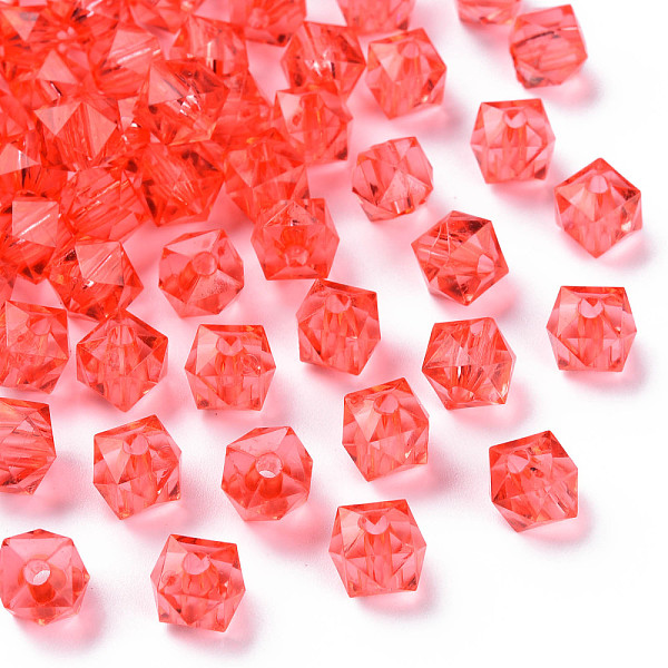 

PandaHall Transparent Acrylic Beads, Faceted, Square, Red, 8.5x9.5x9.5mm, Hole: 2.5mm, about 1070pcs/500g Acrylic Cube Red