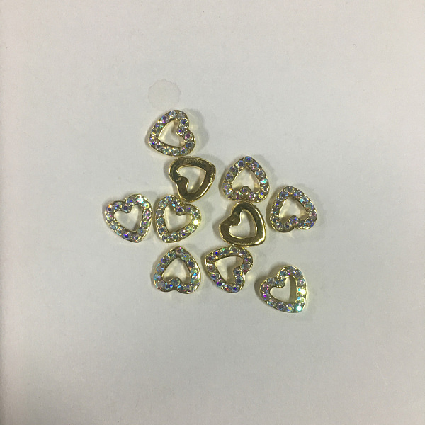 

PandaHall Alloy Rhinestone Cabochons, Nail Art Decoration Accessories, Cadmium Free & Lead Free, Heart, Golden, Crystal AB, 8x8x2.5mm..., Clear