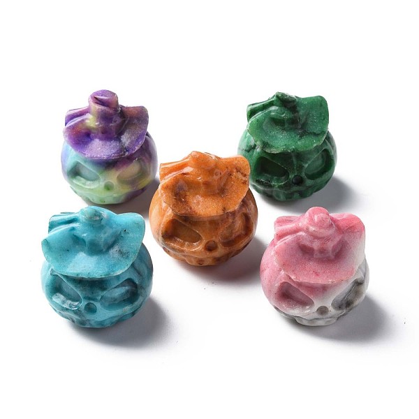 

PandaHall Chinese Natural Map Stone/Picasso Stone/Picasso Jasper Ornament, for Desk Home Display Decorations, Dyed, Pumpkin Jack-O'-Lantern..., Multicolor