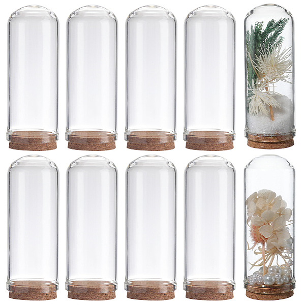 

PandaHall SUNNYCLUE 10Pcs 2.76 inch Glass Display Dome Cloche Glass Display Bell Jar Mini Glass Bottles Dome Display Dome with Cork Base..., Clear