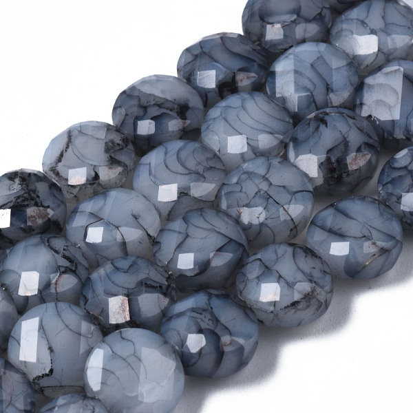 

PandaHall Opaque Baking Painted Crackle Glass Beads Strands, Flat Round, Faceted, Gray, 8x5mm, Hole: 1.2mm, about 51pcs/strand, 15.47...