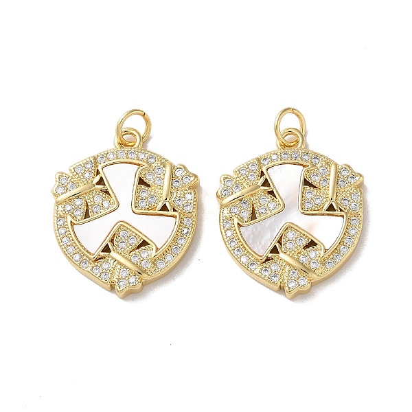 

PandaHall Brass Micro Pave Clear Cubic Zirconia Pendants, with Shell, Real 18K Gold Plated, Clover, 22x18.5x3mm, Hole: 3mm Brass+Cubic...