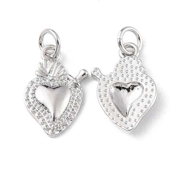 

PandaHall Rack Plating Brass Pendants, Cadmium Free & Lead Free, Long-Lasting Plated, with Jump Ring, Sacred Heart Charm, Platinum...