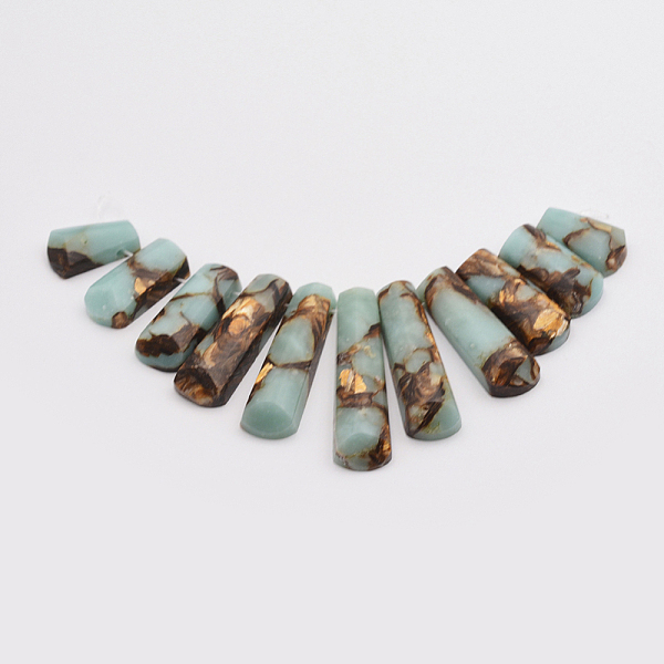 

PandaHall Assembled Synthetic Bronzite and Gemstone Beads Strands, Graduated Fan Pendants, Focal Beads, 17~40x9~9.5x5~6mm, Hole: 1mm...