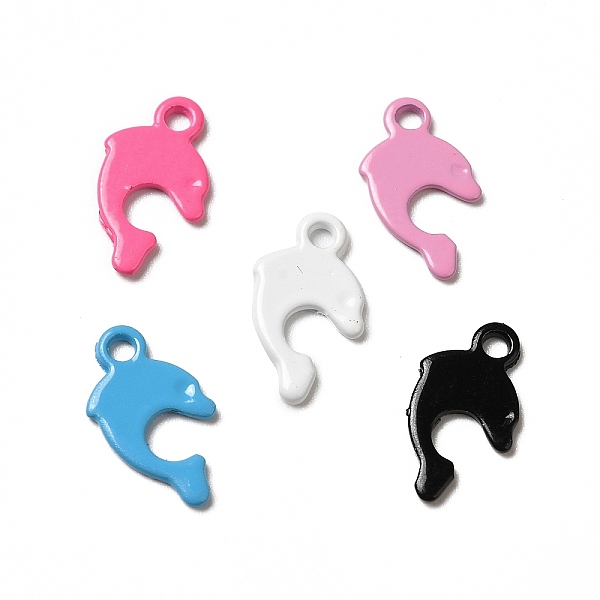 

PandaHall Spray Painted 201 Stainless Steel Charms, Dolphin Charm, Mixed Color, 12x6x0.5mm, Hole: 1.2mm 201 Stainless Steel Dolphin..., Multicolor