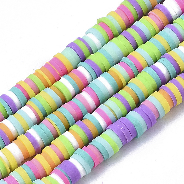 

PandaHall Handmade Polymer Clay Bead Strands, Heishi Beads, for DIY Jewelry Crafts Supplies, Disc/Flat Round, Mixed Color, 4x0.5~1mm, Hole..., Multicolor