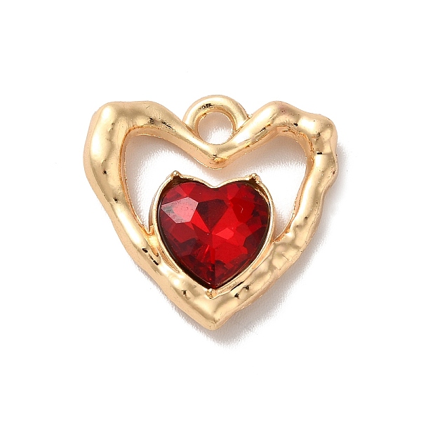 

PandaHall Rack Plating Alloy Pandants, with Glass, Nickel Free, Heart Charms, Golden, Dark Red, 19x19x5mm, Hole: 2.3mm Alloy+Glass Heart