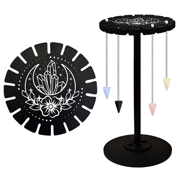 

PandaHall CHGCRAFT Moon Pendulum Display Stand Crystal Pendulum Stand Crystal Holder Up 18 Divination Wooden Pendulum Board Black Witch...