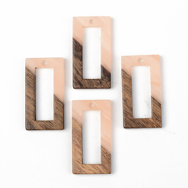 

PandaHall Opaque Resin & Walnut Wood Pendants, Rectangle, Light Salmon, 28x15x3mm, Hole: 2mm Resin+Wood Rectangle