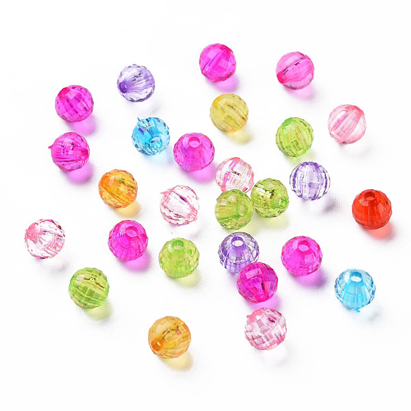 

PandaHall Transparent Acrylic Beads, Round, Mixed Color, 6x5.5mm, Hole: 1.6mm, about 5000pcs/500g Acrylic Round Multicolor