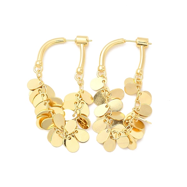 

PandaHall Brass Teardrop Charms Hoop Earrings, Cluster Long Drop Earrings for Women, Golden, 52x27x5mm, Pin: 0.9mm Brass Teardrop