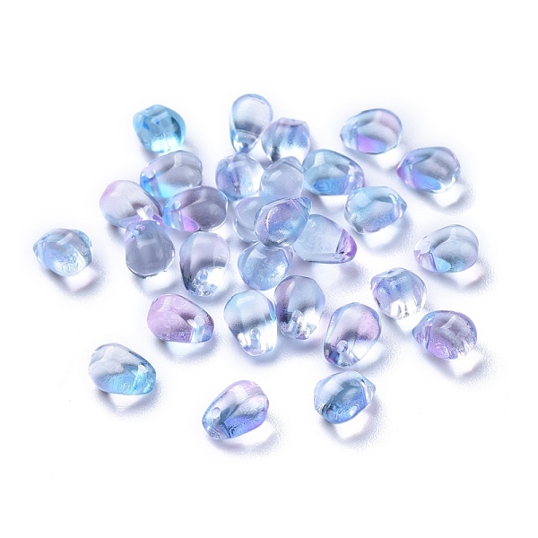

PandaHall Transparent Glass Charms, Dyed & Heated, Faceted, Teardrop, Light Sky Blue, 6x5.5x6.5mm, Hole: 0.8mm Glass Teardrop Blue