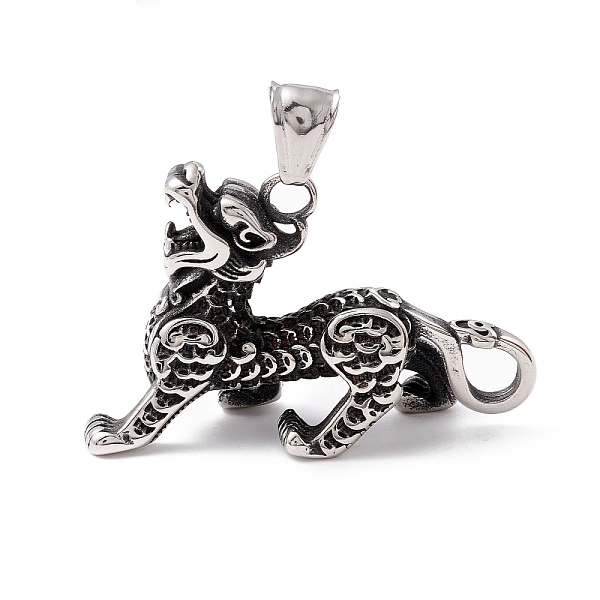 

PandaHall Tibetan Style 304 Stainless Steel Pendants, Pi Xiu, Antique Silver, 44x28x17.5mm, Hole: 8x4.5mm 304 Stainless Steel Other Animal