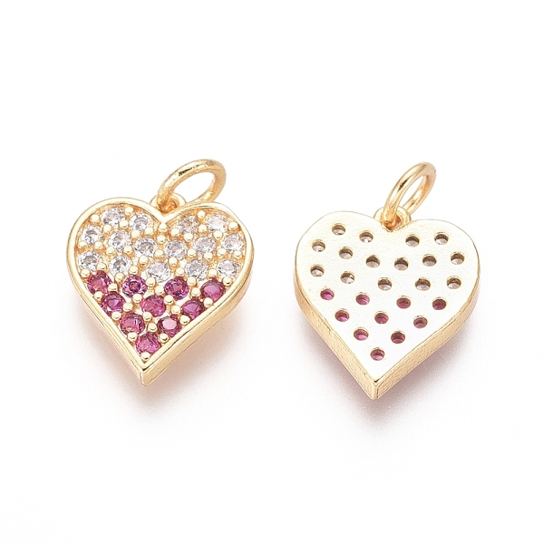 

PandaHall Golden Plated Brass Charms, with Cubic Zirconia and Jump Rings, Heart, Colorful, 13x11x2mm, Hole: 2.5mm Brass+Cubic Zirconia Heart