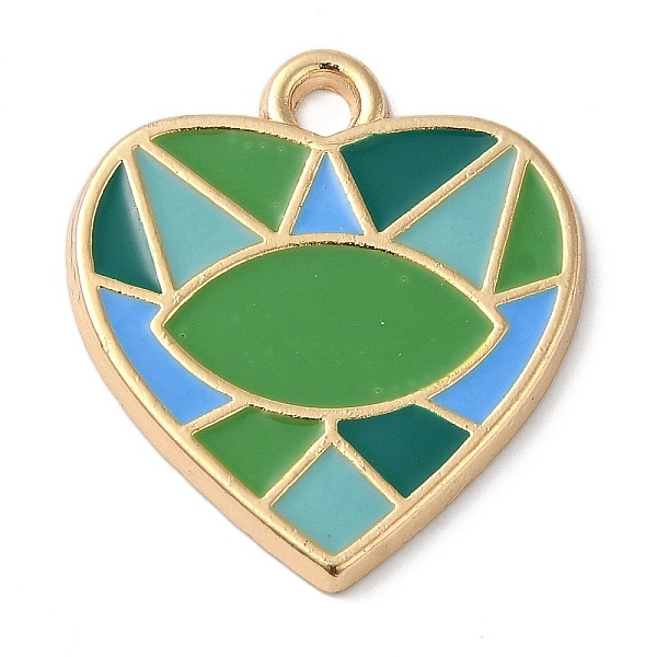 

PandaHall Zinc Alloy Enamel Pendants, Golden, Heart Charm, Green, 27x25x2mm, Hole: 3mm Alloy+Enamel Heart Green