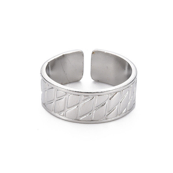 

PandaHall 304 Stainless Steel Grooved Wide Band Open Cuff Ring for Women, Stainless Steel Color, US Size 9 1/2(19.3mm) 304 Stainless Steel