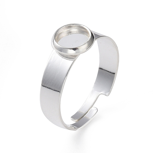 

PandaHall Adjustable 201 Stainless Steel Finger Rings Components, Pad Ring Base Findings, Flat Round, Silver, Size 7, 17~17.5mm, Tray: 6mm....