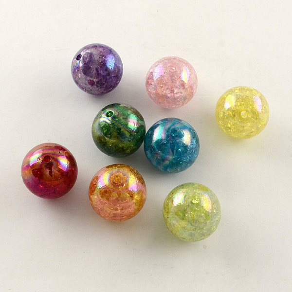 

PandaHall AB Color Transparent Crackle Round Acrylic Beads, Mixed Color, 20mm, Hole: 2.5mm Acrylic Round Multicolor