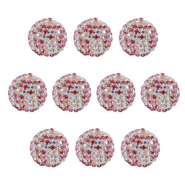 10 perle ronde en strass de verre scintillant
