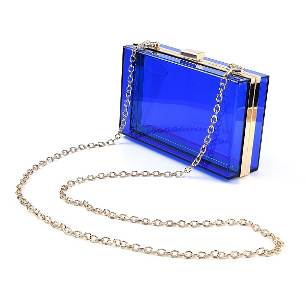 

PandaHall Acrylic Women's Transparent Bags Crossbody Bags, with Iron Chains Shoulder Strap, for Work, Events, Makeup Sturdy Transparent..., Blue