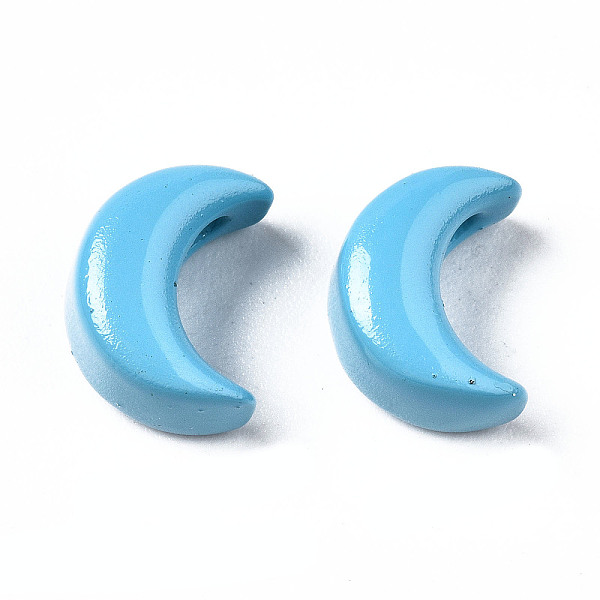 

PandaHall Spray Painted Brass Charms, Moon, Cornflower Blue, 10x8x6mm, Hole: 2mm Brass Moon
