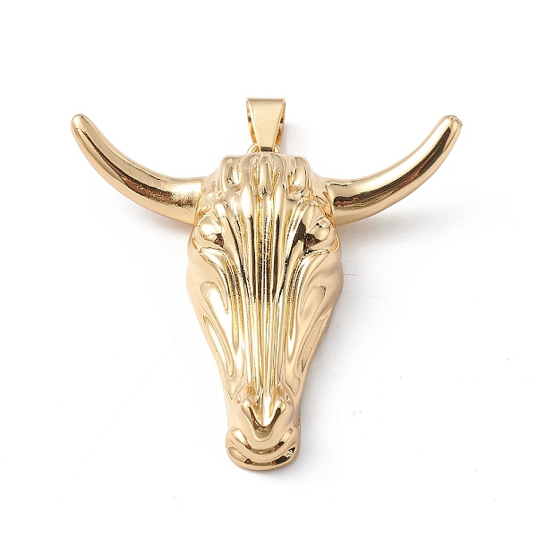 

PandaHall Rack Plating Brass Big Pendants, Long-Lasting Plated, Cadmium Free & Lead Free, Bull Charm, Real 18K Gold Plated, 46x50x13mm, Hole...