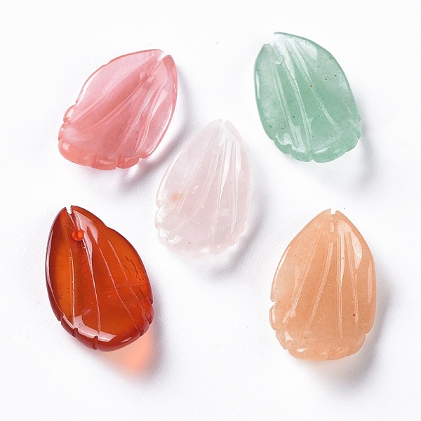 

PandaHall Natural & Synthetic Mixed Gemstone Pendants, Petal, Mixed Dyed and Undyed, 21x11x4mm, Hole: 0.8mm Mixed Stone Flower