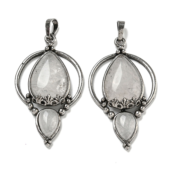 

PandaHall Natural Quartz Crystal Pendants, Rack Plating Brass Teardrop Charms, Antique Silver, Cadmium Free & Lead Free, 49.5x28x7mm, Hole...
