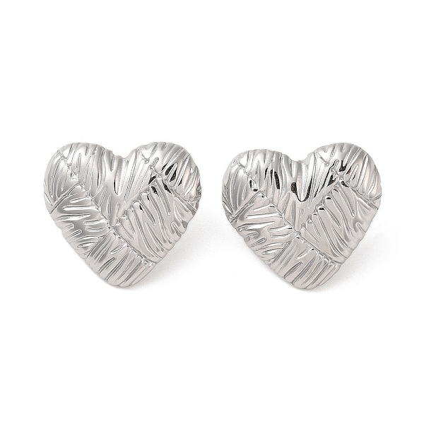 

PandaHall Heart 304 Stainless Steel Stud Earrings for Women, Stainless Steel Color, 24x26mm 304 Stainless Steel Heart