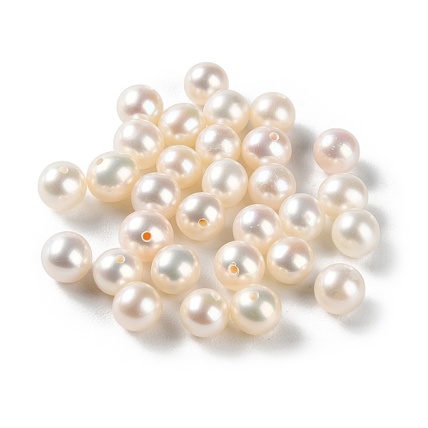 

PandaHall Natural Cultured Freshwater Pearl Beads, Half Drilled, Grade 4A, Round, WhiteSmoke, 5.5~6mm, Hole: 0.9mm Pearl Round White