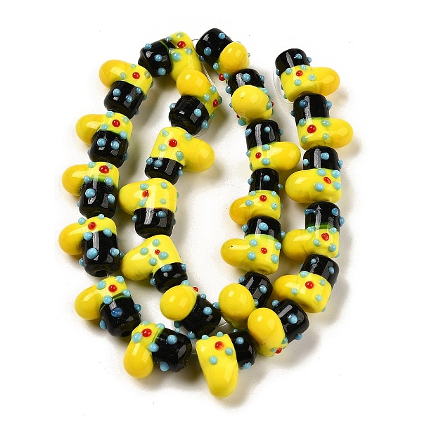 Handmade Lampwork Bumpy Beads Strands, Boot, Gold, 12-13.5x12.5-14x9.5-10mm, Hole: 1.5mm, about 25pcs/strand, 12.72''(32.3cm)