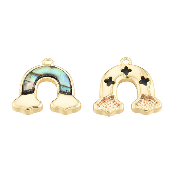 

PandaHall Synthetic Paua Shell Charms, with Brass Findings, Nickel Free, Rainbow, Real 18K Gold Plated, 13.5x14x2.5mm, Hole: 1mm Paua Shell...