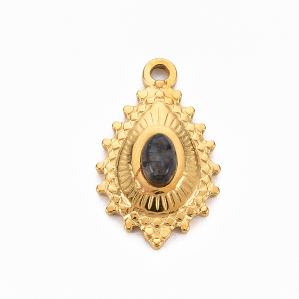 

PandaHall 304 Stainless Steel Pendants, with Larvikite, Teardrop, Gray, 22x14x5mm, Hole: 1.6mm 304 Stainless Steel Teardrop Gray