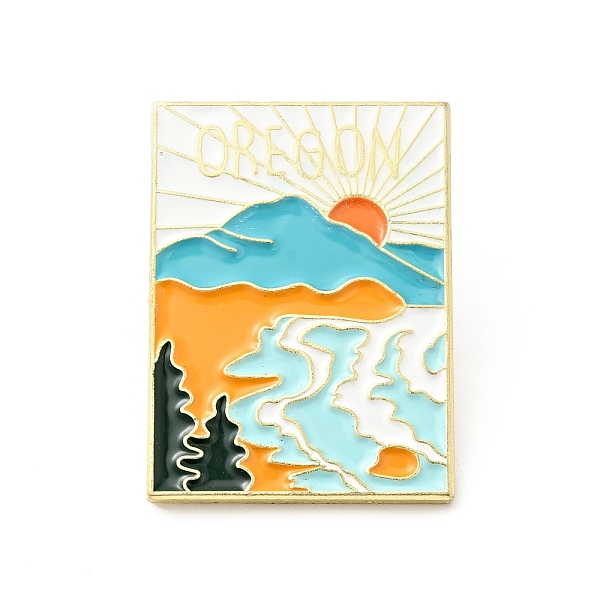 

PandaHall Creative Landscape Theme Enamel Pin, Gold Plated Alloy Word Oregon Badge for Backpack Clothes, Rectangle Pattern, 30x22x1.5mm...