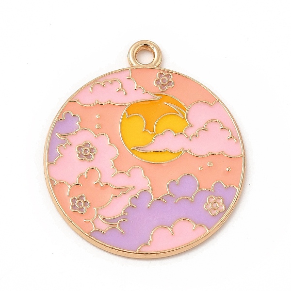 

PandaHall Alloy Enamel Pendants, Flat Round, Light Gold, Cloud Pattern, 28x24x1mm, Hole: 2mm Alloy+Enamel Cloud