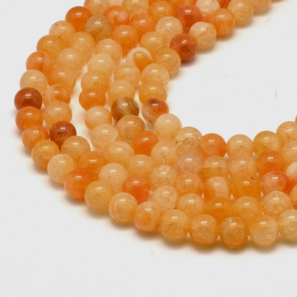 

PandaHall Natural Crackle Agate Bead Strands, Round, Grade A, Dyed & Heated, Orange, 6mm, Hole: 1mm, about 61pcs/strand, 15 inch Crackle...