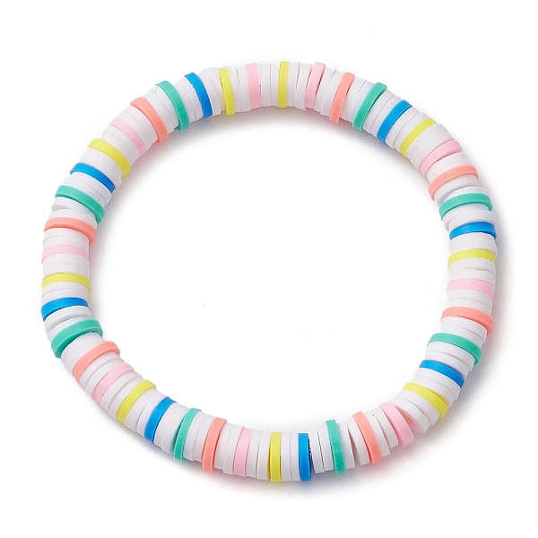 

PandaHall Rainbow Color Disc Handmade Polymer Clay Beaded Stretch Kid Bracelets for Girls, Colorful, Inner Diameter: 1-3/4 inch(4.45cm)...