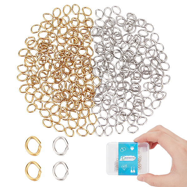 

PandaHall DICOSMETIC 300Pcs Oval Jump Rings Stainless Steel Open Jump Rings Golden Round Rings Connectors Bulk DIY Split Rings for DIY Craft...
