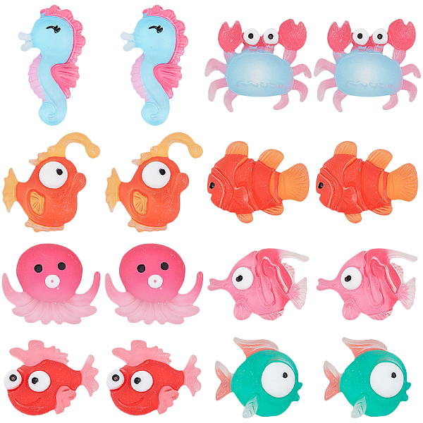 

PandaHall SUNNYCLUE Translucent Frosted Resin Cabochons, Fish & Sea Horse & Crab, Mixed Color, 32pcs/set Resin Mixed Shapes Multicolor