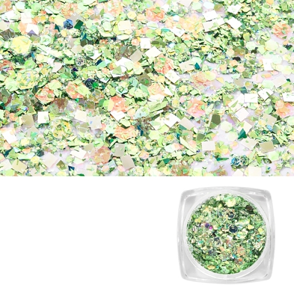 

PandaHall Nail Art Glitter Sequins, Manicure Decorations, DIY Sparkly Paillette Tips Nail, Light Green Plastic Others Green
