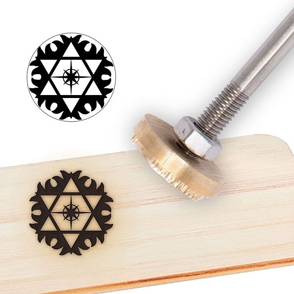 PandaHall Stamping Embossing Soldering Brass with Stamp, for Cake/Wood, Star of David Pattern, 30mm Brass Star of David