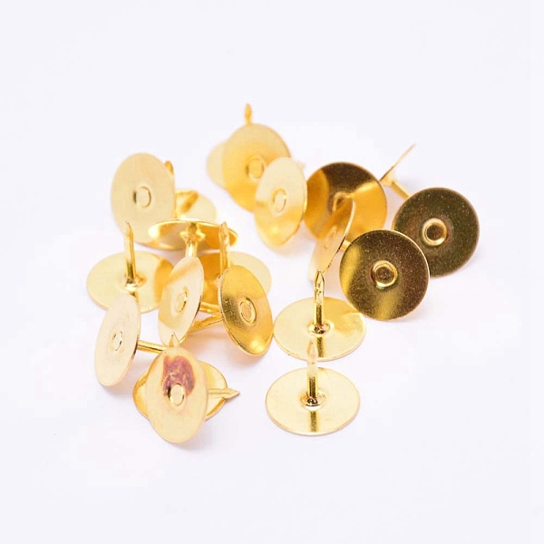 

PandaHall Environment-friendly Brass Head Pins, Flat Round, Golden, 10x9mm, Pin: 1.2mm Brass