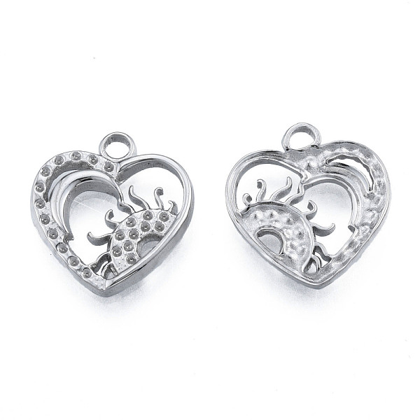 

PandaHall 304 Stainless Steel Pendant Rhinestone Settings, Heart with Sun, Stainless Steel Color, Fit For 1mm Rhinestone, 19x17x2mm, Hole...