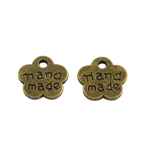 

PandaHall Tibetan Style Alloy Flower Charms, with Words Hand Made, Cadmium Free & Nickel Free & Lead Free, Antique Bronze, 8x8.5x1mm, Hole...