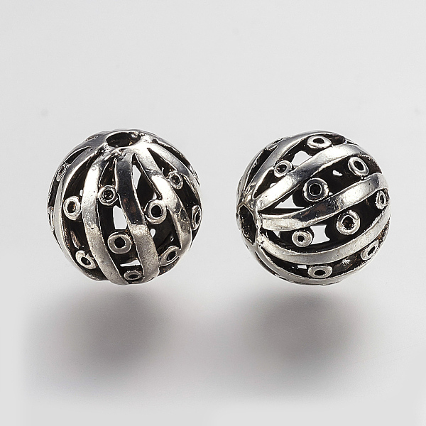 

PandaHall Brass Filigree Beads, Round, Antique Silver, 12mm, Hole: 2mm Brass Round