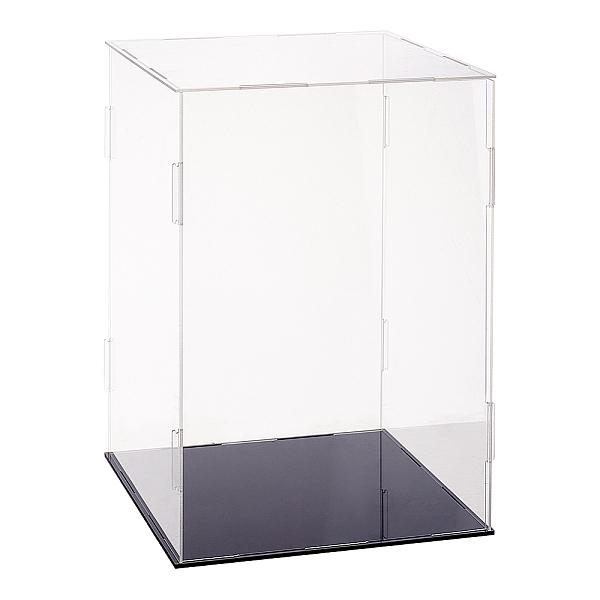 

PandaHall FINGERINSPIRE Plastic Minifigure Display Cases 8.3x8.3x12inch Clear Dustproof Action Figure Display Box with Black Base Display..., White