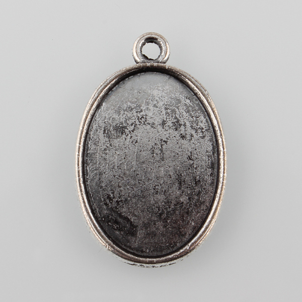 

PandaHall Tibetan Style Antique Silver Alloy Flat Oval Pendant Cabochon Settings, Cadmium Free & Lead Free, Plain Edge Bezel Cups, Tray...