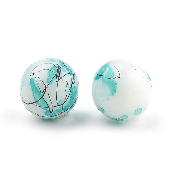 

PandaHall Drawbench & Baking Painted Glass Beads Strands, Round, Turquoise, 6mm, Hole: 1mm, about 130pcs/strand, 31.4 inch Glass Round Green